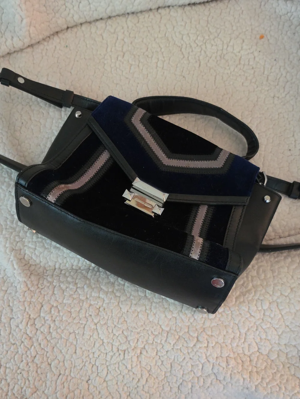Michael kors  Black & Navy Velvet Crossbody Shoulder Bag